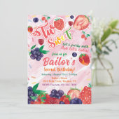 2つの甘い |フルーツパーティー誕生日 招待状 (スタンド正面)