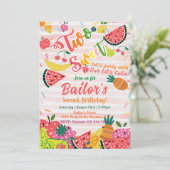 2つの甘い |フルーツパーティー誕生日 招待状 (スタンド正面)