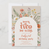 2つの生まれBeワイルドワイルドフラワー招待状 招待状 (正面)