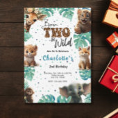 2つの生まれBe Wild Jungle Safari 2nd誕生日 招待状