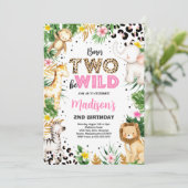 2つの生まれBe Wild Leopard Print Safari 2nd誕生日 招待状 (スタンド正面)