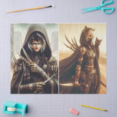 2つの画像を切り離してブラックの女性戦士 薄葉紙 (クラフト)