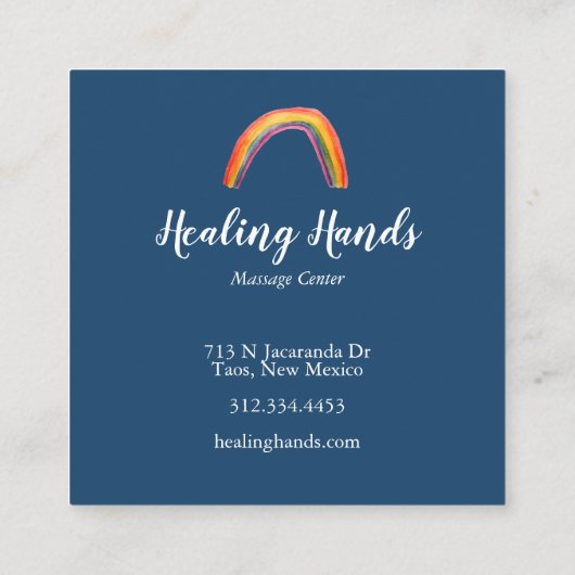 2つの癒しの手の虹 スクエア名刺 (裏面)