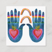 2つの癒しの手の虹 スクエア名刺 (正面)