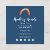 2つの癒しの手レインボウのソーシャルメディアのアイコン スクエア名刺 (裏面)