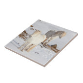 2つの白いアイスランドの馬 タイル (側面)