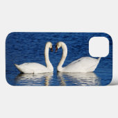 2つの白いスワンズ型枠ハート標識 Case-Mate iPhoneケース (裏面 (横))