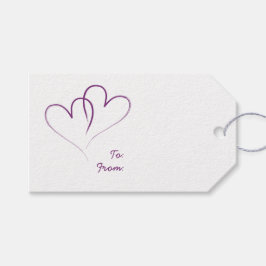 2つの白いハートが絡み合った – 司教パープル ギフトタグ