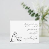 2つの白いピーコックとハート日付を保存 セーブザデート (スタンド正面)