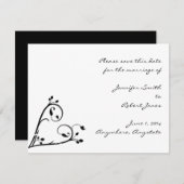 2つの白いピーコックとハート日付を保存 セーブザデート (正面/裏面)