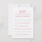 2つの白い愛の鳥ピンクの結婚式フォーマルRSVP 出欠カード (裏面)