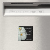 2つの白い蘭のパーソナル結婚ズ マグネット (インサイチュ (食洗機))