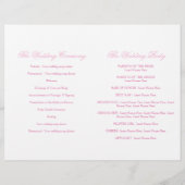 2つの白い鳩ピンクのリボン結婚式 プログラム (裏面)