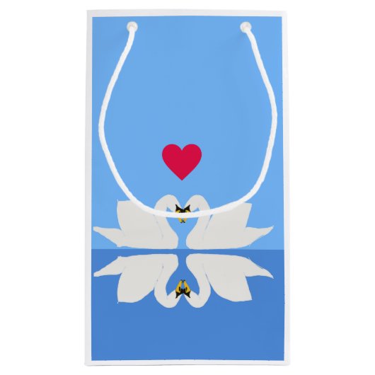 2つの白鳥のハートクラシックポーズバレンタイン スモールペーパーバッグ (裏面)