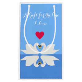 2つの白鳥のハートクラシックポーズバレンタイン スモールペーパーバッグ