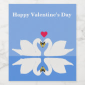 2つの白鳥のハートクラシックポーズバレンタイン ワインラベル (シングルラベル)