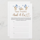 2つの真実と嘘の男の子テディベア赤ちゃんシャワー (正面/裏面)