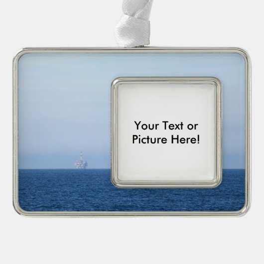 2つの石油掘削装置 シルバープレートフレームオーナメント (正面)