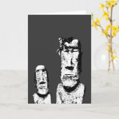 2つの石造りの頭部(ED)の挨拶状 カード (黄色い花)