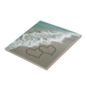 2つの砂のハートのビーチ、ロマンチックな海 タイル (側面)