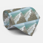 2つの砂のハートのビーチ、ロマンチックな海 ネクタイ (ロール)