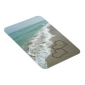 2つの砂のハートのビーチ、ロマンチックな海 マグネット (右側)