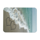 2つの砂のハートのビーチ、ロマンチックな海 マグネット (横)