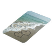 2つの砂のハートのビーチ、ロマンチックな海 マグネット (左側)