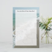 2つの砂のハートのビーチ、ロマンチックな海 便箋 (スタンド正面)