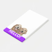 2つの笑顔のゴールデンレトリバードッグハロー ポストイット (アングル)