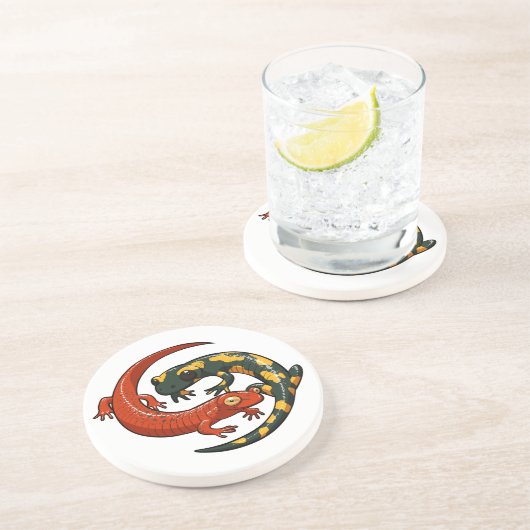 2つの笑顔カラフルのサンダース巻き込み漫画 コースター (側面)