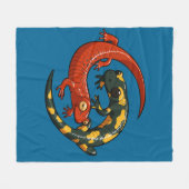 2つの笑顔カラフルのサンダース巻き込み漫画 フリースブランケット (正面(横))