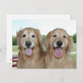 2つの笑顔ゴールデンレトリバーズジャストことわざhi ポストカード (正面/裏面)