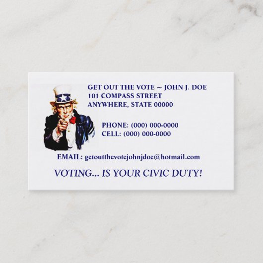 2つの米国政府デザインGOTVの名刺 名刺 (正面)