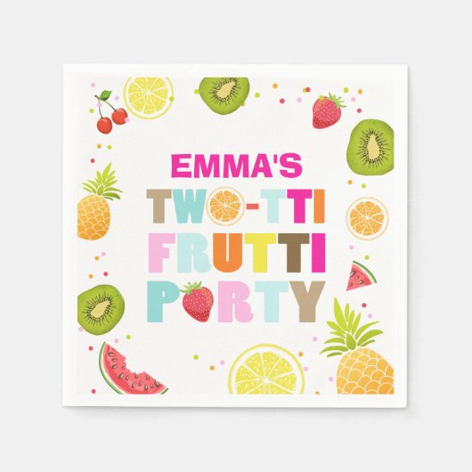 2つの紙ナプキンフルーツ誕生日フルーティ スタンダードカクテルナプキン (正面)
