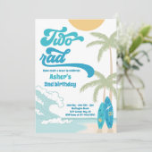 2つの素晴らしいレトロサーフボードビーチ2nd誕生日パーティー 招待状 (スタンド正面)