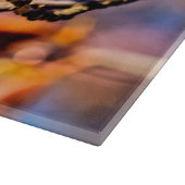 2つの素晴らしい桜の花。ピンク、青 カッティングボード (角)