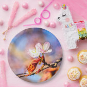 2つの素晴らしい桜の花。ピンク、青 ペーパープレート (パーティー)