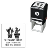 2つの素朴サボテンの植物のポット名アドレス セルフインキングスタンプ (インサイチュ)