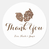 2つの素朴松のコーン国の結婚式の好意 ラウンドシール (正面)