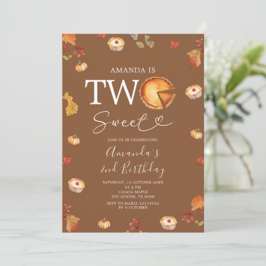 2つの素朴甘いかわいこちゃんパイ秋の2nd誕生日 招待状 (スタンド正面)