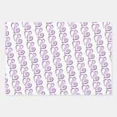 2つの紫色のリンクハートパターン ラッピングペーパーシート (正面3)