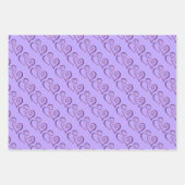 2つの紫色のリンクハートパターン ラッピングペーパーシート (正面2)
