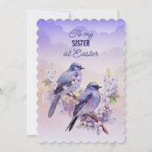 2つの紫色の鳥の春の花シスターイースター シーズンカード (正面)