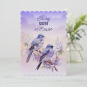 2つの紫色の鳥の春の花シスターイースター シーズンカード (スタンド正面)