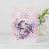 2つの紫色の鳥の春の花最高のの友よイースター シーズンカード (スタンド正面)