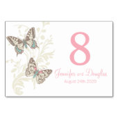 2つの結婚グラフィック蝶の名前と日付 テーブルナンバー (正面)