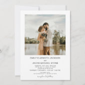 2つの結婚フォトミニマリストの白の設定 招待状 (裏面)