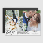 2つの結婚写真スクリプ渦巻形のトありがとう マグネット招待状 (正面/裏面)