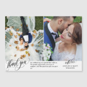 2つの結婚写真スクリプ渦巻形のトありがとう マグネット招待状 (正面)